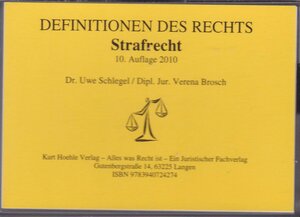 Buchcover Strafrecht | Uwe Schlegel | EAN 9783940724274 | ISBN 3-940724-27-0 | ISBN 978-3-940724-27-4