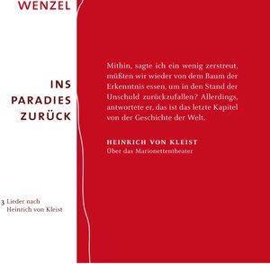Buchcover CD Wenzel "Ins Paradies zurück" | Hans-Eckardt Wenzel | EAN 9783941155220 | ISBN 3-941155-22-9 | ISBN 978-3-941155-22-0