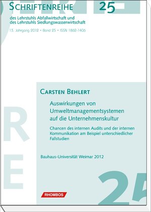 Buchcover Auswirkungen von Umweltmanagementsystemen auf die Unternehmenskultur | Carsten Behlert | EAN 9783941216839 | ISBN 3-941216-83-X | ISBN 978-3-941216-83-9