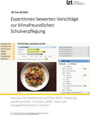 Buchcover ExpertInnen bewerten Vorschläge zur klimafreundlichen Schulverpflegung | Michael Scharp | EAN 9783941374546 | ISBN 3-941374-54-0 | ISBN 978-3-941374-54-6