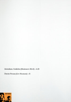 Buchcover Awwakum. Gedichte | Zweite Person | Heidemarie Härtl | EAN 9783941827059 | ISBN 3-941827-05-7 | ISBN 978-3-941827-05-9