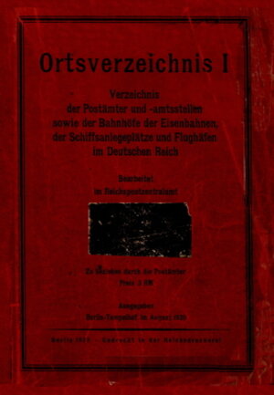 Buchcover Ortsverzeichnis I, 1939  | EAN 9783942088848 | ISBN 3-942088-84-3 | ISBN 978-3-942088-84-8