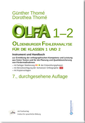 Buchcover OLFA 1-2: Oldenburger Fehleranalyse für die Klassen 1 und 2. | Prof. Dr. Günther Thomé | EAN 9783942122047 | ISBN 3-942122-04-9 | ISBN 978-3-942122-04-7