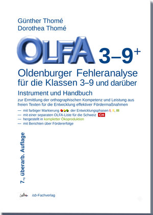Buchcover OLFA 3-9: Oldenburger Fehleranalyse für die Klassen 3-9 | Prof. Dr. Günther Thomé | EAN 9783942122221 | ISBN 3-942122-22-7 | ISBN 978-3-942122-22-1