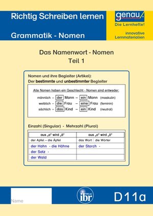 Buchcover D11a - Grammatik - Nomen Teil 1 | Cornelia Henkel | EAN 9783942352710 | ISBN 3-942352-71-0 | ISBN 978-3-942352-71-0