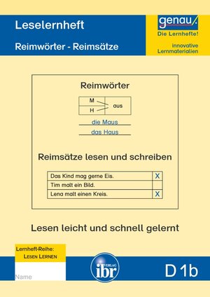 Buchcover D1b Leselernheft - Reimwörter und Reimsätze | Cornelia Henkel | EAN 9783942352765 | ISBN 3-942352-76-1 | ISBN 978-3-942352-76-5