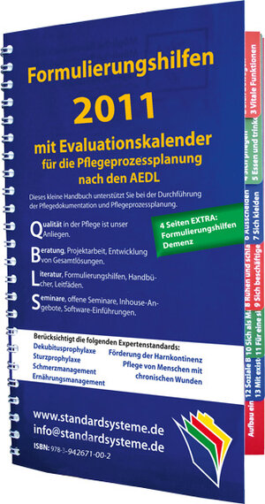 Buchcover Formulierungshilfen 2011 für die Pflegeprozessplanung nach den AEDL  | EAN 9783942671002 | ISBN 3-942671-00-X | ISBN 978-3-942671-00-2