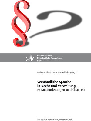 Buchcover Verständliche Sprache in Recht und Verwaltung  | EAN 9783942731065 | ISBN 3-942731-06-1 | ISBN 978-3-942731-06-5