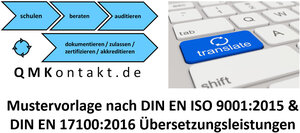Buchcover Mustervorlage Übersetzungsdienstleister (TSP) nach DIN EN ISO 17100:2016 und ISO 9001 :2015 | Klaus Seiler | EAN 9783942882835 | ISBN 3-942882-83-3 | ISBN 978-3-942882-83-5