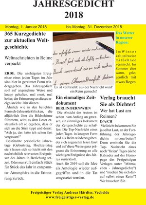 Buchcover Jahresgedicht 2018 | Andreas Härdter | EAN 9783943070231 | ISBN 3-943070-23-9 | ISBN 978-3-943070-23-1
