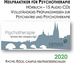 Buchcover Heilpraktiker Psychotherapie - Hörbuch 15 Audio CDs Prüfungswissen Psychiatrie und Psychotherapie 2020 | Rachel Röck Campus Heilpraktikerschulen Regensburg | EAN 9783943076103 | ISBN 3-943076-10-5 | ISBN 978-3-943076-10-3