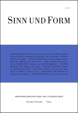 Buchcover Sinn und Form 6/2011  | EAN 9783943297027 | ISBN 3-943297-02-0 | ISBN 978-3-943297-02-7