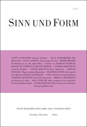 Buchcover Sinn und Form 6/2013  | EAN 9783943297140 | ISBN 3-943297-14-4 | ISBN 978-3-943297-14-0
