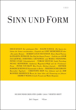 Buchcover Sinn und Form 4/2014  | EAN 9783943297188 | ISBN 3-943297-18-7 | ISBN 978-3-943297-18-8