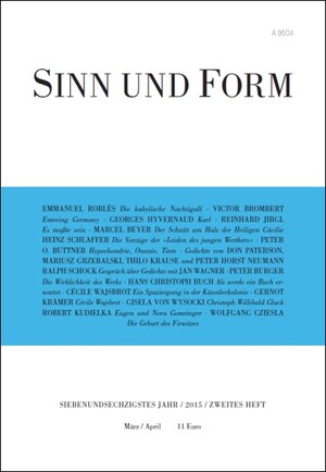 Buchcover Sinn und Form 2/2015  | EAN 9783943297225 | ISBN 3-943297-22-5 | ISBN 978-3-943297-22-5