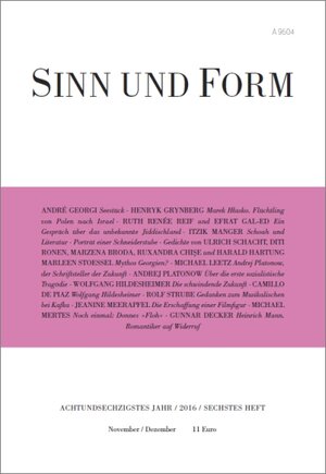 Buchcover Sinn und Form 6/2016 | EAN 9783943297324 | ISBN 3-943297-32-2 | ISBN 978-3-943297-32-4