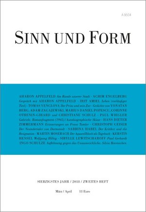 Buchcover Sinn und Form 2/2018  | EAN 9783943297409 | ISBN 3-943297-40-3 | ISBN 978-3-943297-40-9