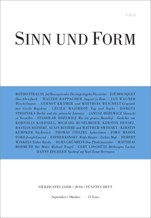 Buchcover Sinn und Form 5/2018  | EAN 9783943297430 | ISBN 3-943297-43-8 | ISBN 978-3-943297-43-0