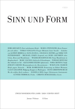 Buchcover Sinn und Form 1/2020  | EAN 9783943297515 | ISBN 3-943297-51-9 | ISBN 978-3-943297-51-5