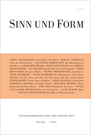 Buchcover Sinn und Form 3/2020 | EAN 9783943297539 | ISBN 3-943297-53-5 | ISBN 978-3-943297-53-9