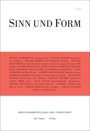 Buchcover Sinn und Form 4/2021  | EAN 9783943297607 | ISBN 3-943297-60-8 | ISBN 978-3-943297-60-7