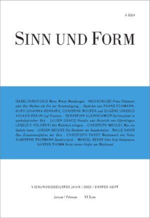 Buchcover Sinn und Form 1/2022  | EAN 9783943297638 | ISBN 3-943297-63-2 | ISBN 978-3-943297-63-8