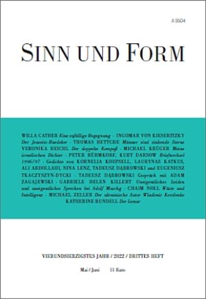 Buchcover SINN UND FORM 3/2022  | EAN 9783943297652 | ISBN 3-943297-65-9 | ISBN 978-3-943297-65-2