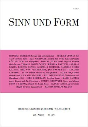 Buchcover Sinn und Form 4/2022  | EAN 9783943297669 | ISBN 3-943297-66-7 | ISBN 978-3-943297-66-9