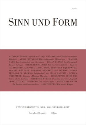 Buchcover SINN UND FORM 6/2023  | EAN 9783943297744 | ISBN 3-943297-74-8 | ISBN 978-3-943297-74-4