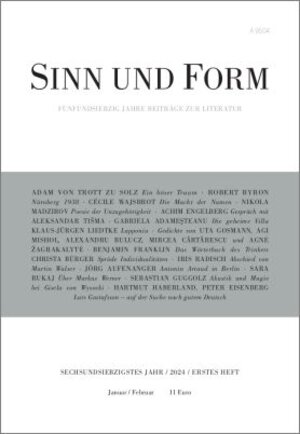 Buchcover SINN UND FORM 1/2024  | EAN 9783943297751 | ISBN 3-943297-75-6 | ISBN 978-3-943297-75-1