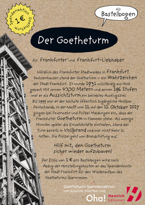 Buchcover Der Goetheturm - Bastelbogen | Susanne Scheffels | EAN 9783943407969 | ISBN 3-943407-96-9 | ISBN 978-3-943407-96-9