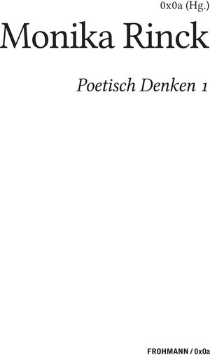 Buchcover Poetisch denken 1  | EAN 9783944195209 | ISBN 3-944195-20-5 | ISBN 978-3-944195-20-9