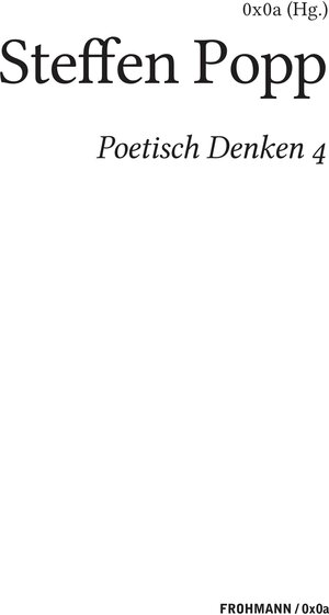 Buchcover Poetisch denken 4  | EAN 9783944195315 | ISBN 3-944195-31-0 | ISBN 978-3-944195-31-5
