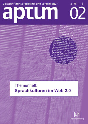 Buchcover Aptum, Zeitschrift für Sprachkritik und Sprachkultur 9. Jahrgang, 2013, Heft 2  | EAN 9783944312101 | ISBN 3-944312-10-4 | ISBN 978-3-944312-10-1