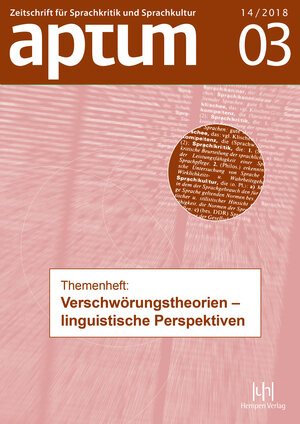 Buchcover Aptum, Zeitschrift für Sprachkritik und Sprachkultur 14. Jahrgang, 2018, Heft 3  | EAN 9783944312712 | ISBN 3-944312-71-6 | ISBN 978-3-944312-71-2