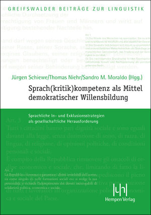 Buchcover Sprach(kritik)kompetenz als Mittel demokratischer Willensbildung  | EAN 9783944312729 | ISBN 3-944312-72-4 | ISBN 978-3-944312-72-9