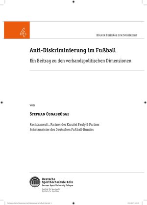 Buchcover Anti-Diskriminierung im Fußball | Stephan Osnabrügge | EAN 9783945089156 | ISBN 3-945089-15-8 | ISBN 978-3-945089-15-6