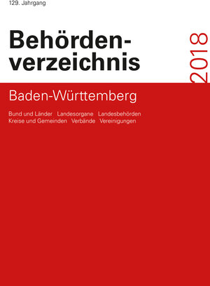 Buchcover Behördenverzeichnis Baden-Württemberg 2018  | EAN 9783945714102 | ISBN 3-945714-10-9 | ISBN 978-3-945714-10-2