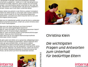 Buchcover Die wichtigsten Fragen und Antworten zum Unterhalt für bedürftige Eltern | Christina Klein | EAN 9783945778265 | ISBN 3-945778-26-3 | ISBN 978-3-945778-26-5