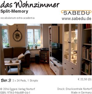 Buchcover das Wohnzimmer, Split-Memory + Arbeitsheft, SABEDU Box 03 | Margret Riemann-Eggers | EAN 9783946489061 | ISBN 3-946489-06-0 | ISBN 978-3-946489-06-1
