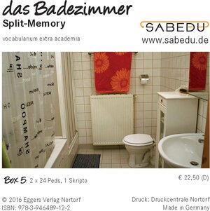 Buchcover das Badezimmer, Split-Memory + Arbeitsheft, SABEDU Box 05 | Margret Riemann-Eggers | EAN 9783946489122 | ISBN 3-946489-12-5 | ISBN 978-3-946489-12-2
