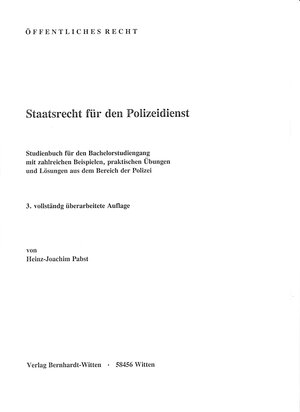 Buchcover Staatsrecht für den Polizeidienst | Heinz-Joachim Pabst | EAN 9783946736219 | ISBN 3-946736-21-1 | ISBN 978-3-946736-21-9