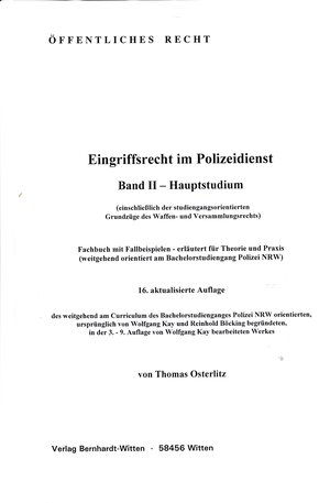 Buchcover Eingriffsrecht im Polizeidienst, Band II - Hauptstudium | Thomas Osterlitz | EAN 9783946736479 | ISBN 3-946736-47-5 | ISBN 978-3-946736-47-9