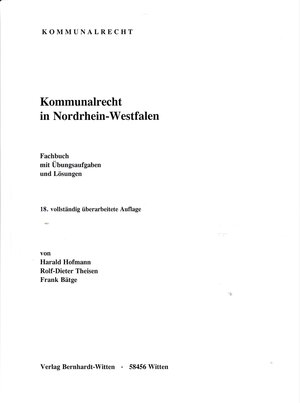 Buchcover Kommunalrecht in Nordrhein-Westfalen | Harald Hofmann | EAN 9783946736516 | ISBN 3-946736-51-3 | ISBN 978-3-946736-51-6
