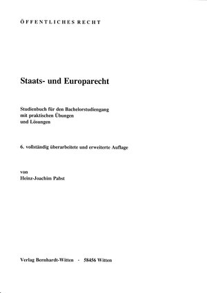 Buchcover Staats- und Europarecht | Heinz-Joachim Pabst | EAN 9783946736851 | ISBN 3-946736-85-8 | ISBN 978-3-946736-85-1