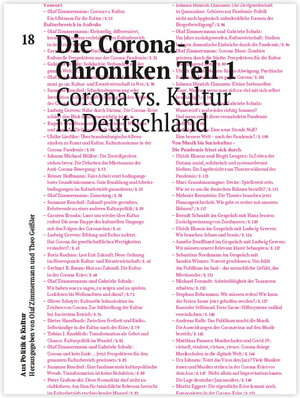 Buchcover Die Corona-Chroniken Teil 1 - Corona vs. Kultur in Deutschland  | EAN 9783947308323 | ISBN 3-947308-32-9 | ISBN 978-3-947308-32-3