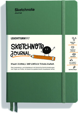 Buchcover Sketchnote Journal DE (Olive) MUSTER  | EAN 9783947701384 | ISBN 3-947701-38-1 | ISBN 978-3-947701-38-4