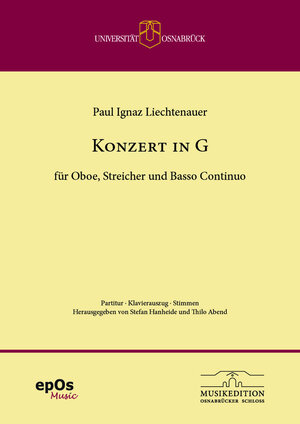 Buchcover Paul Ignaz Liechtenauer - Konzert in G für Oboe, Streicher und Basso Continuo  | EAN 9783949888045 | ISBN 3-949888-04-7 | ISBN 978-3-949888-04-5