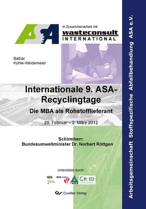 Buchcover Internationale 9. ASA-Recyclingtage | Matthias Kühle-Weidemeier | EAN 9783954040179 | ISBN 3-95404-017-4 | ISBN 978-3-95404-017-9