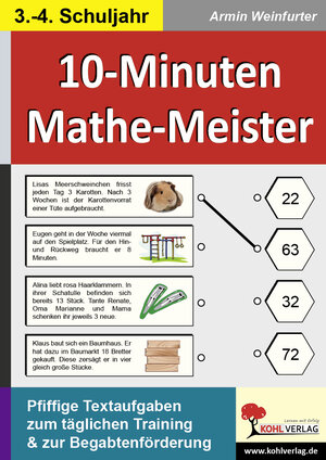Buchcover 10-Minuten-Mathe-Meister / Klasse 3-4 | Armin Weinfurter | EAN 9783955134273 | ISBN 3-95513-427-X | ISBN 978-3-95513-427-3